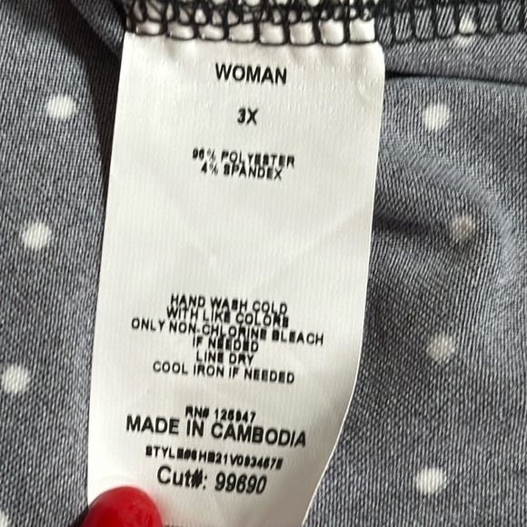 Cocomo Woman size 3X Black White Polka Dot Roll Tab Sleeve Popover Tunic NEW - Picture 7 of 16